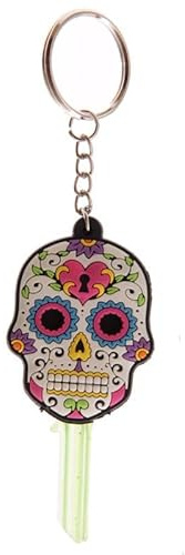 Day of the Dead - Porte-clés gothique avec tête de mort mexicaine, Blanc., taille unique