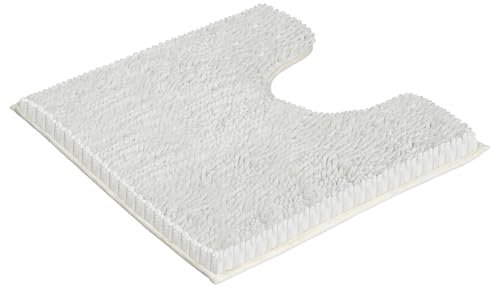 Crystals Non-Slip Chenille Toilet & Bath Mat Set, Super Soft & Absorbent, Quick-Dry Plush Bathroom Rugs, Machine-Washable U-Shape & Rectangle Mats, 50x50cm, 45x70cm (1, WHITE TOILET MAT)