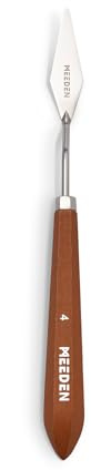 MEEDEN Artist Spatula Palette Knife: 8.86 Flexible Stainless Steel Art Pallet Scraper Knife with Wood Handle for Canvas, DIY Crafts, #4