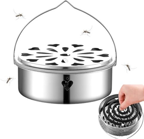 Version Mise à Jour 2025 du Support Spirale Anti-Moustiques, Support de Mèche Anti-Moustique Portable en Acier Inoxydable, Porte-Encens pour Une Utilisation en Intérieur ou en Extérieur