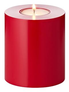 EDZARD Dauerkerze Cornelius Rot (Ø 8 cm, H 9 cm) - Teelichthalter für handelsübliche Teelichter - Deko Kerzen, Tischdeko, Wohnzimmer Deko
