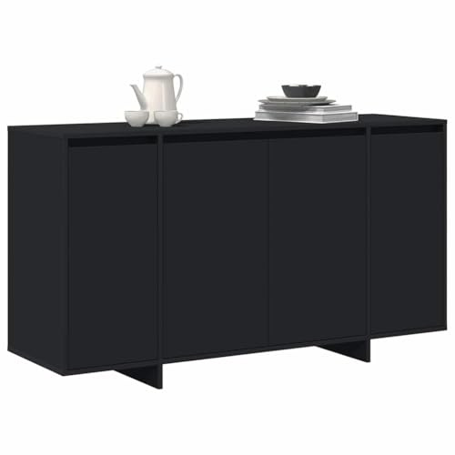 vidaXL Modernes schwarzes Sideboard für Esszimmer | Langlebiger Holzwerkstoff | 4 Türen | 3 verstellbare Regale | Elegantes Indoor Möbel