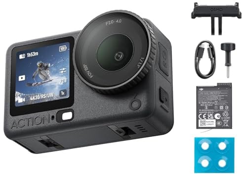 DJI Osmo Action 6 Combo Essenziale, 4K action cam con sensore quadrato 1/1,1″, apertura variabile da f/2,0 a f/4,0, resistente al freddo, batteria da 4 ore (OA6 Essential Combo)
