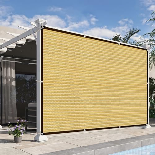 Filet d'ombrage pour jardin et serre, 4 x 4 m, avec œillets métalliques, 80 à 90 % de protection solaire, beige, adapté aux plantes, terrasse, balcon