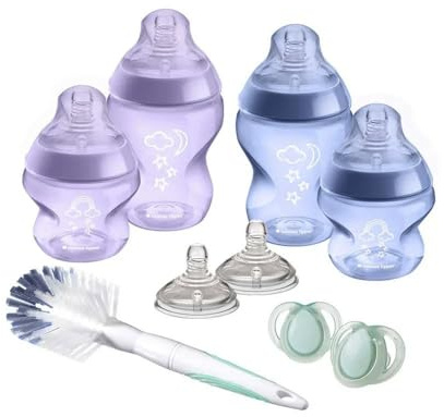 Mayborn Group CTN Advanced Newborn Baby Starter Set, Anti-Colic BPA-Free with Breast-Like Silicone Teat |2 x 150ml, 2 x 260ml Bottles 2 x Soother 2 x Medium Flow & Cleaning Brush|0+ Months Purple