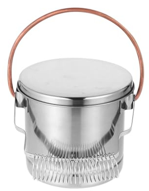 OATIPHO Edelstahl Pinselreiniger mit Griff Multifunktionaler Pinseleimer für Terpentin Wasser Bürstenwascheimer für Ölmalerei und Künstlerbedarf