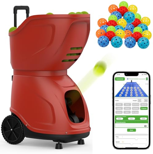 Automatische Ballmaschine für Tennis, Padel und Pickleball-Training, tragbare programmierbare Ausrüstung mit Fernbedienung, hohe Kapazität, batteriebetrieben, einstellbare Geschwindigkeit und Spin