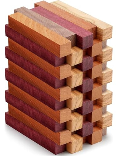 Sknrlko DIY Crafts for Making Pen Blanks Turning Supplies 10 Pcs Exotic+ Wood Turning Kits for Woodcarving Projects A