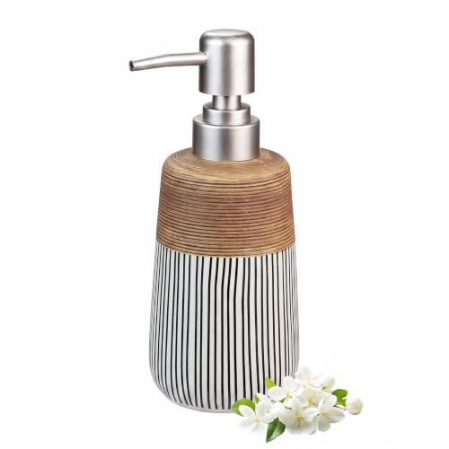Ceramic Soap Dispenser - 420ml Liquid Dispenser Refillable Hand Lotion Pump Bottles Shampoo Conditioner Shower Gel Dish Detergent Storage Container for Bathroom Countertop Kitchen Laundry Room