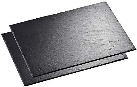 MALACASA, Serie Nature.Slate, 2-teilig Set Schieferplatte Käseplatte 16 Zoll 40 x 30 x 0,5 cm Schiefer Servierplatte Buffetplatte
