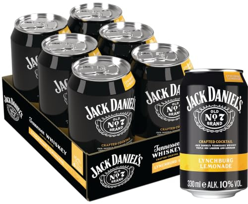 Jack Daniel's Lynchburg Lemonade Tennessee Whiskey 6x0,33l Dose-10% Vol. | 6er-Pack; für Sommer-Drinks & gesellige Abende; Whiskey & Zitronenlimonade; erfrischend & spritzig
