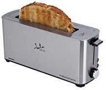Jata TT1043 Tostadora de Boca Ancha Inox, Ranura de 255 mm x 40 mm, 5 posiciones de tostado, Centrado automático del pan, Cuerpo toque frío, Descongela, Recogemigas, Mantiene Calor, 1000 W