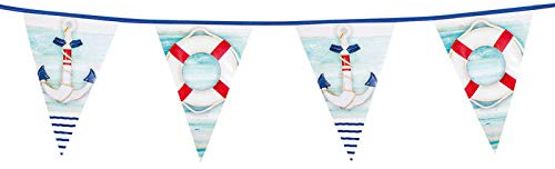 PARTY DISCOUNT Wimpelkette Navy Anker & Rettungsring, 6 m
