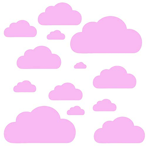 13 WOLKEN SET - Wolke Wandtattoo Wandaufkleber Sticker Aufkleber Wölkchen Himmel (Rosa)