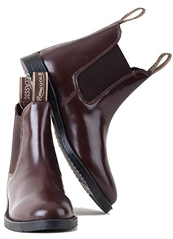 Rhinegold COMFEY CLASSIC LEATHER JODHPUR BOOTS FOR WOMEN - Traditional Horse Riding Boots - No Zippers, Easy On/Off, Elastic Sides (Brown, Size EU 42, UK 8)