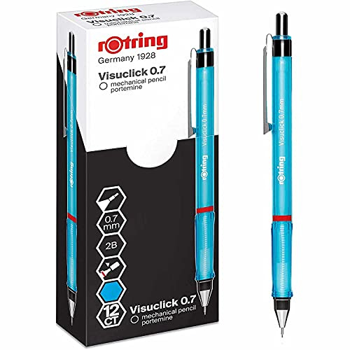 rOtring Visuclick-Druckbleistift | 0,7 mm | 2B-Mine | attraktiver blauer Schaft | 12 Stück