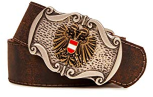 CASSANDRA Trachtengürtel - ÖSTERREICHWAPPEN - braun