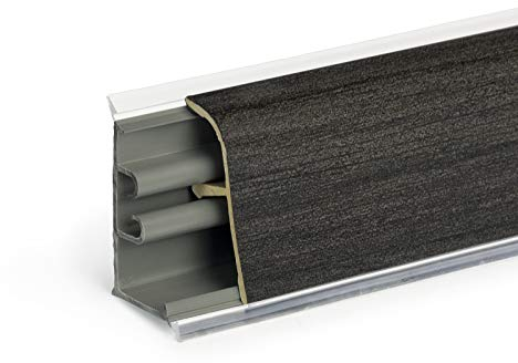 DQ-PP Baguette d'angle de 1,5 m - Chêne graphite - 37 x 24 mm - PVC - Vis incluses - Baguette de finition pour plan de travail de cuisine - Baguette de finition murale - Pour table