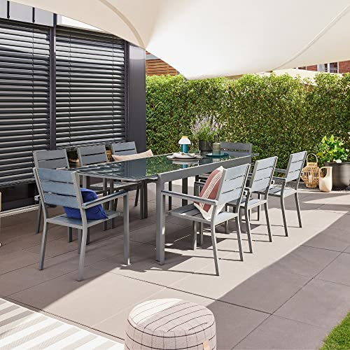 Home Deluxe - Gartentisch ausziehbar - SOL - ca. 180 (240) x 90 x 75 cm - inkl. 2 Stühlen, inkl. Zubehör I Gartenmöbel Ausziehtisch Balkonset
