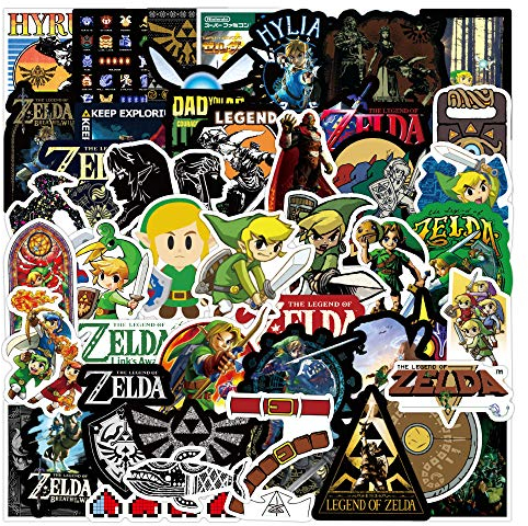 The Legend of Zelda Aufkleber für Laptop(50 PCS),Geschenk für Kinder Teens Erwachsene Jungen,Coole Games Stickers Wasserdichte Vinyl Aufkleber für Scrapbook,Skateboard,Auto,Gepäck
