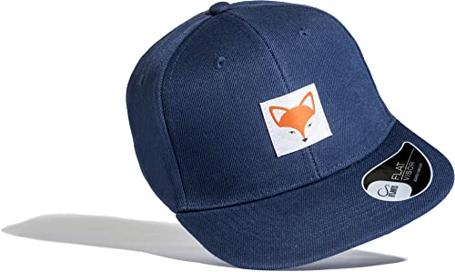 Baddery Kinder Cap : Fuchs (Patch) - Kappe Jungs Cappy Jungen Sport Mütze (Navy)