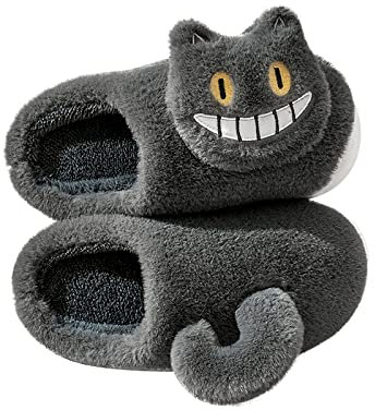 AONETIGER Pantofole Donna Comode Soffice Ciabatte Pelose Morbide Calde Ciabatte Uomo Invernali da Casa Pntiscivolo Pantofole Peluche All'aperto(44/45EU,Gatto Grigio)