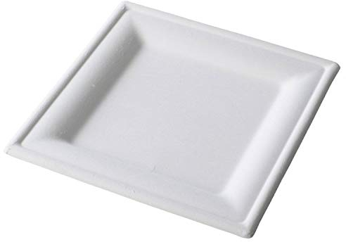 SHOBI 50 Piatti Piani Quadrati 26x26 cm Monouso in polpa di Cellulosa Piatto interamente Biodegradabile e Compostabile