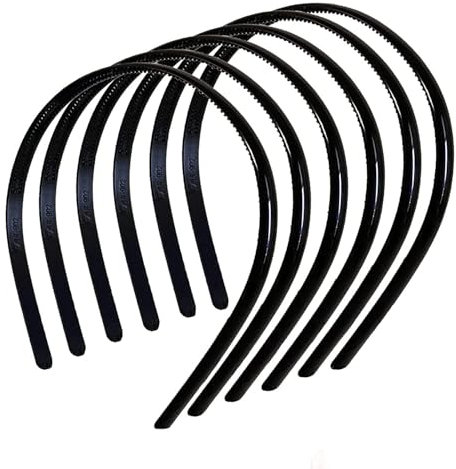 Lot de 6 serre-tête en plastique avec dents, cheveux noirs bricolage unisexe pour filles, femmes, hommes, largeur : 8 mm