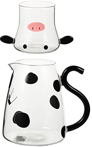 Ipetboom Jarras De Agua De Con Tazas Hermosa Jarra De Leche De De Jarras De Agua Fría Jarras De Bebidas Heladas De 1800 Ml Jarras De Junto A La Cama Jarra De Botella De Leche De Cristal