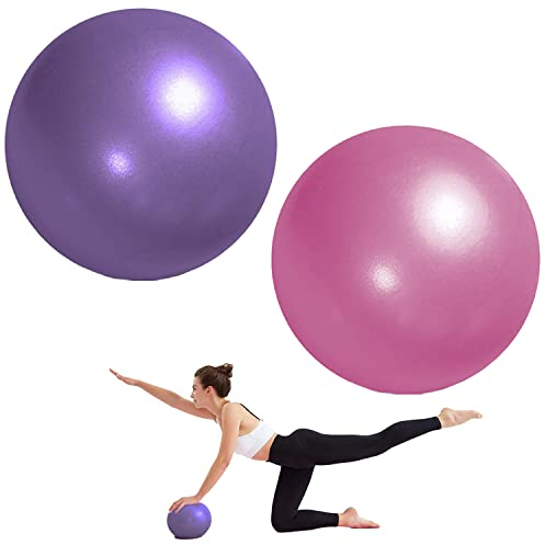 GOIEHIR Weicher Pilatesball, Yoga Ball 15-30 cm, Gymnastikball Klein, Gleichgewichtstraining, für Yoga, Aerobic, 2 Stück, Lila und Rosa