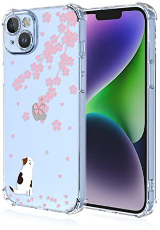 Topme Hülle für iPhone 14 (6.1 Inches), Handyhülle aus Weichem TPU Silikon, Transparent, mit Gemaltem Muster - Katze 2