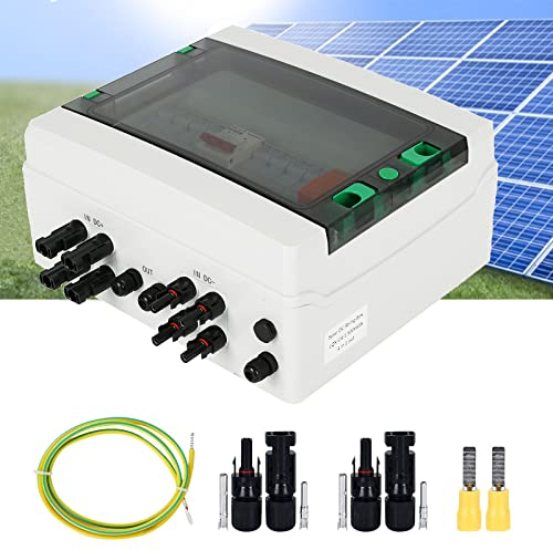 Solar PV Anschlusskasten Photovoltaik DC 500V Überspannungsschutz Leitungsschutzschalter UV-beständig Blitzschutz für PV Anlage Verteilerkasten IP65 Wasserdicht Gehäuse (4 String 15A(4in1out))