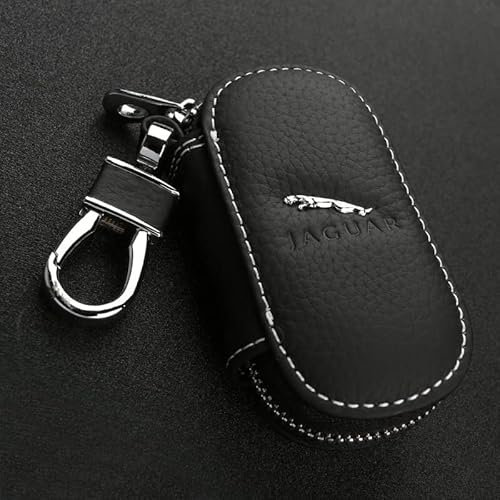 AIYING Cuir, Étuis à Clés de Voiture, Porte-clés Télécommande, Porte-clés, Accessoires de Décoration, pour Jaguar XJL XF XK XE F-Pace F-Type E-Pace S-Type,Bla-CK