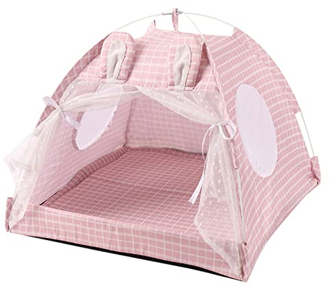 XNSHUN Tipi Zelt Für Haustiere, Katzenzelt Hundezelt Indoor, Haustier Zelt Mit Schlafkissen Hundebett Katzenbett, Hundehütte Hundehaus, Haustiertipi Für Kleine Hunde & Katzen (S,Rosa)