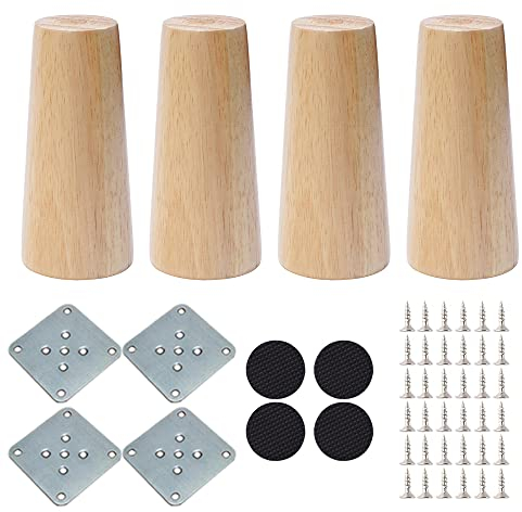NAKUPENDA Möbelfüße Holz 4 Stück Sofafüße Holzmöbelbeine Gerade Konisch Ersatz Möbelbeine für Sofa TV Schrank Bett Couch Stuhl Teeschrank (10cm Höhe)