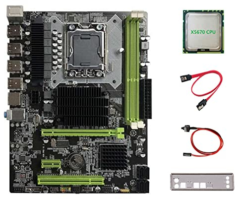 Placa base X58 LGA1366 compatible con CPU XEON X5650 X5670 Series con CPU X5670 + cable SATA + cable interruptor