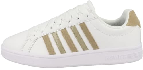 K-Swiss Damen Court Sneaker, White/Cornstalk/Metallic, 39 EU