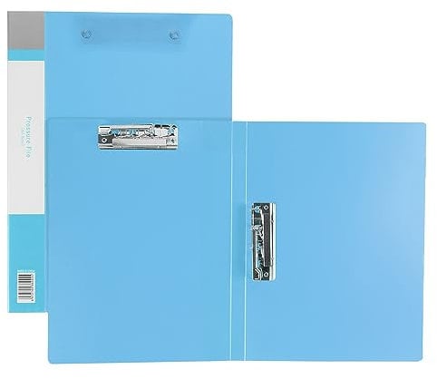 PATIKIL 9.3x12.2 Punchless Binder Clamp, 2 Pcs Plastic Double Strong Clip Clamp Binder Without Rings Sheet File Folder Protector for A4 Size Paper Office, Blue