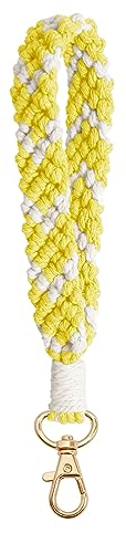 AOKSUNOVA Schlüsselanhänger Makramee Schlüsselband Kurz Schlüsselanhänger Geflochten Geschenk für Frauen Gelb