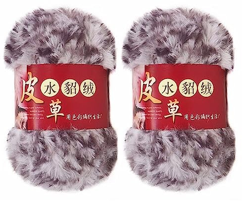 BYNYXI 2 gomitoli di pelliccia sintetica da 100 g, per lavori a maglia e all'uncinetto