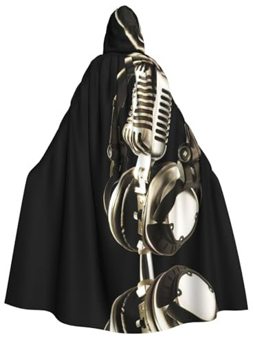 MDATT Halloween Hooded Cloak, Hooded Cape Reversible Vampire Witch Halloween Cosplay Fancy Dress Costume Microphone and headset