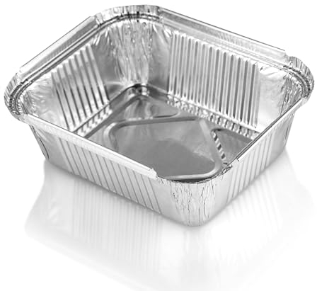 CHEF ROYALE 50 x Aluminium Foil Containers with Lids - Size No 1 - Foil Food Storage containers - Disposable Trays Containers - Ideal for Baking, Cooking & Meal Prep and Takeaway