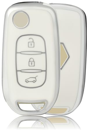 OFFCURVE Etui a Cle Voiture Coque Clé, Étui à Clés Couvre Clef Cache Clef Convient pour Renault Sandero Stepway Logan Arkana Captur Kadjar Clio Megane Symbol Koleos Twingo Kangoo Dacia Duster