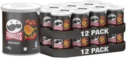 Pringles Hot & Spicy (2x 12x 40 g) – der unwiderstehliche Snack-Klassiker in der praktischen Dose – extra scharfe Chips mit Hot-Paprika-Geschmack – Pop. Play. Eat.