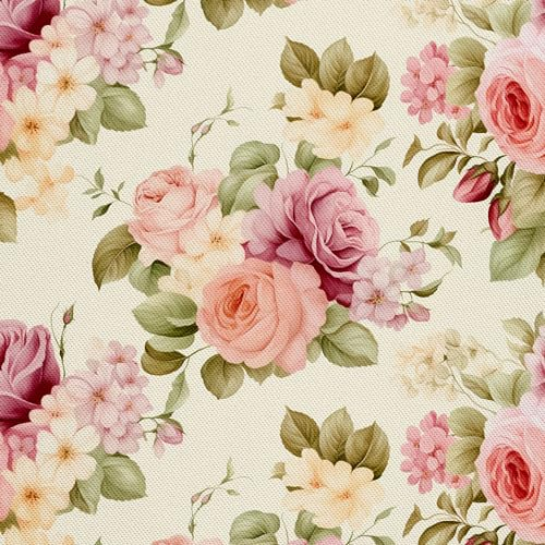 HEKO PANELS Stoff Oxford Wasserdichte Meterware Canvas-Stoff Polyester Nähstoff Dekostoffe Handwerken Wasserabweisend Blickdicht Blumenmuster Blumen Aquarell Wasserfarbe 5 Meter 155 x 500 cm DX2410