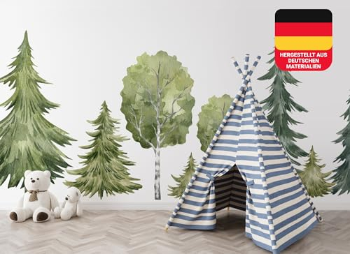 Osomhome Wandtattoo Kinderzimmer Mädchen & Junge: Wald Bäume (400x140cm) | Kinderzimmer & Babyzimmer Deko | Wandsticker & Wanddeko Kinderzimmer | Wandaufkleber Kinderzimmer Wall Stickers ms3644