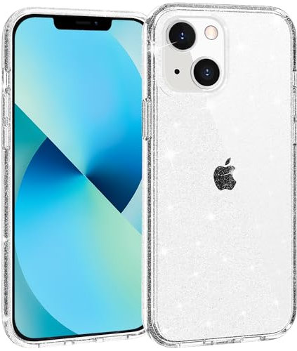 TENOC Clear Glitter Case Phone Case Protective Bumper Compatible with iPhone 13 Mini | Sparkling, Cute Cover, for Girls Women