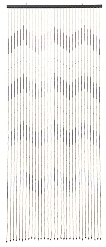 Türvorhang Holzperlenketten Retro 31 Linien Holzperlenvorhang Perlenvorhang Fadenvorhang für Raum Fenster Deko Raumteiler Bambus Holz Gewellt 90x220cm