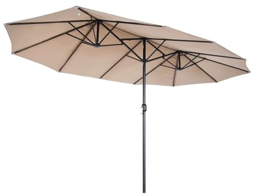 KZ GARDEN - Sombrilla doble para terraza (4,50 x 2,65 x 2,4 m), color beige