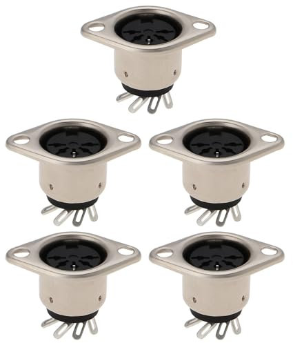 Be In Your Mind Lot de 5 connecteurs femelles à 5 broches DIN pour châssis - Finition nickel - Pour équipement audio/audio/TV LCD TV LCD moniteur d'ordinateur